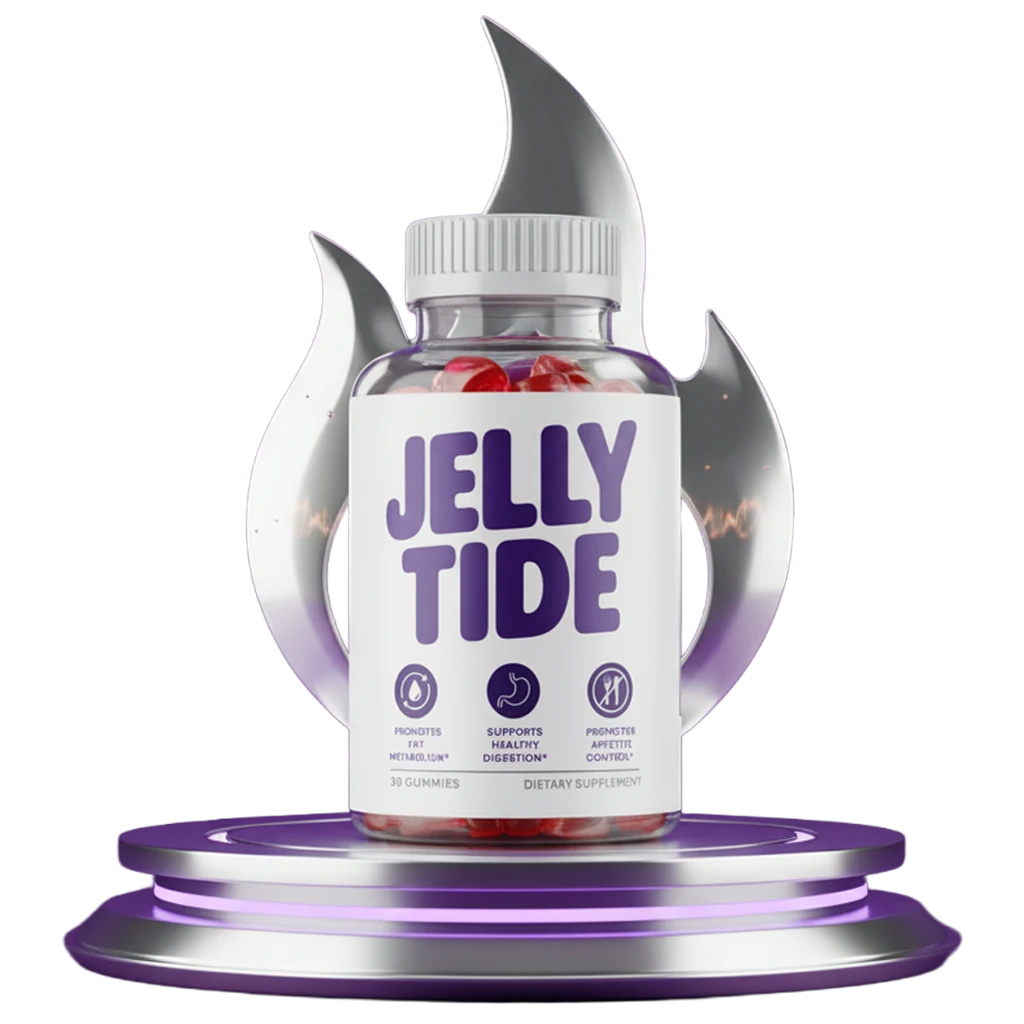 Jelly Tide bottle opened with daily metabolism support gummies visible inside